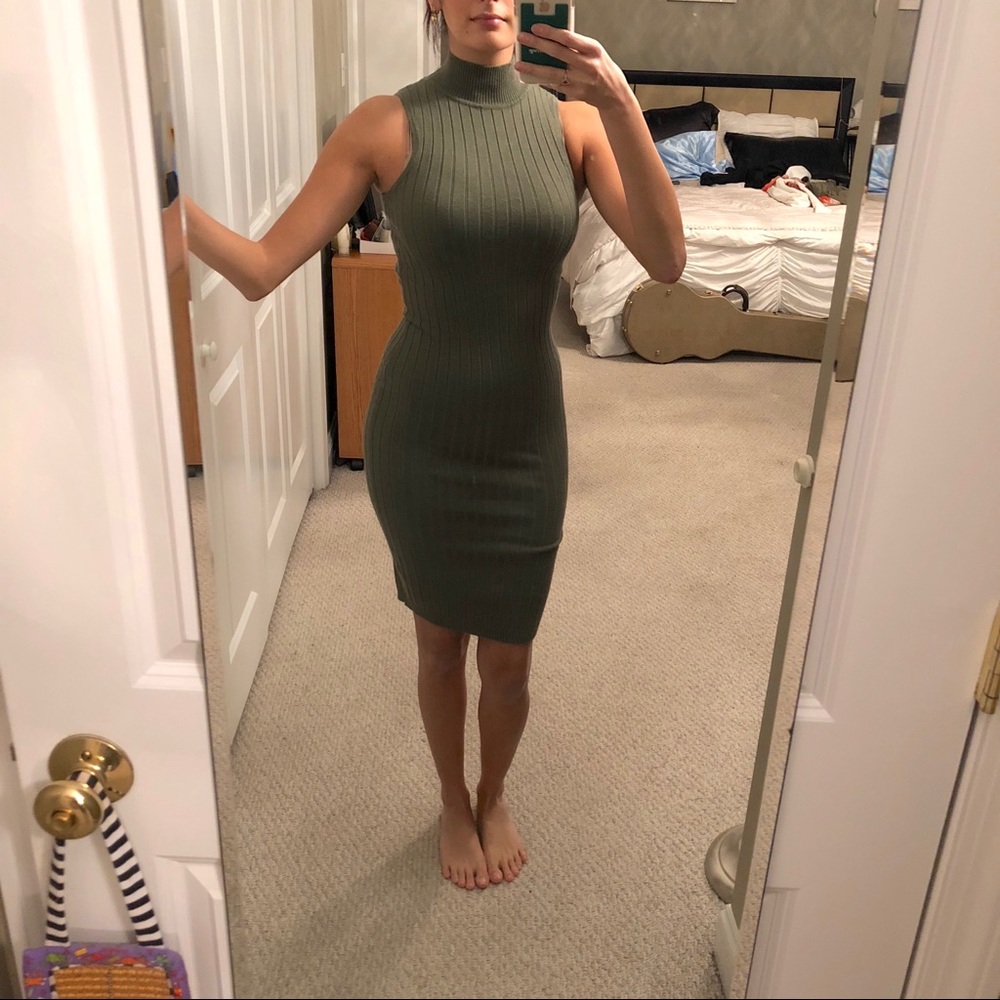 Turtle neck sweater midi dress